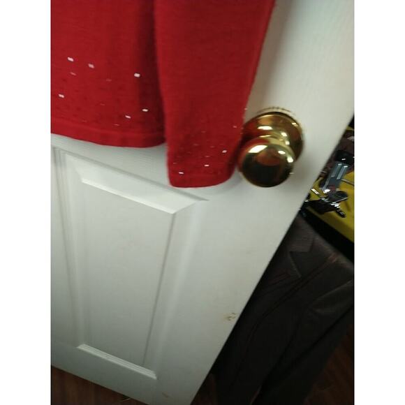 Croft And Barrow Woman M Sweater Red Beaded Pullover Cardigan Tank Front Lined - Picture 7 of 10